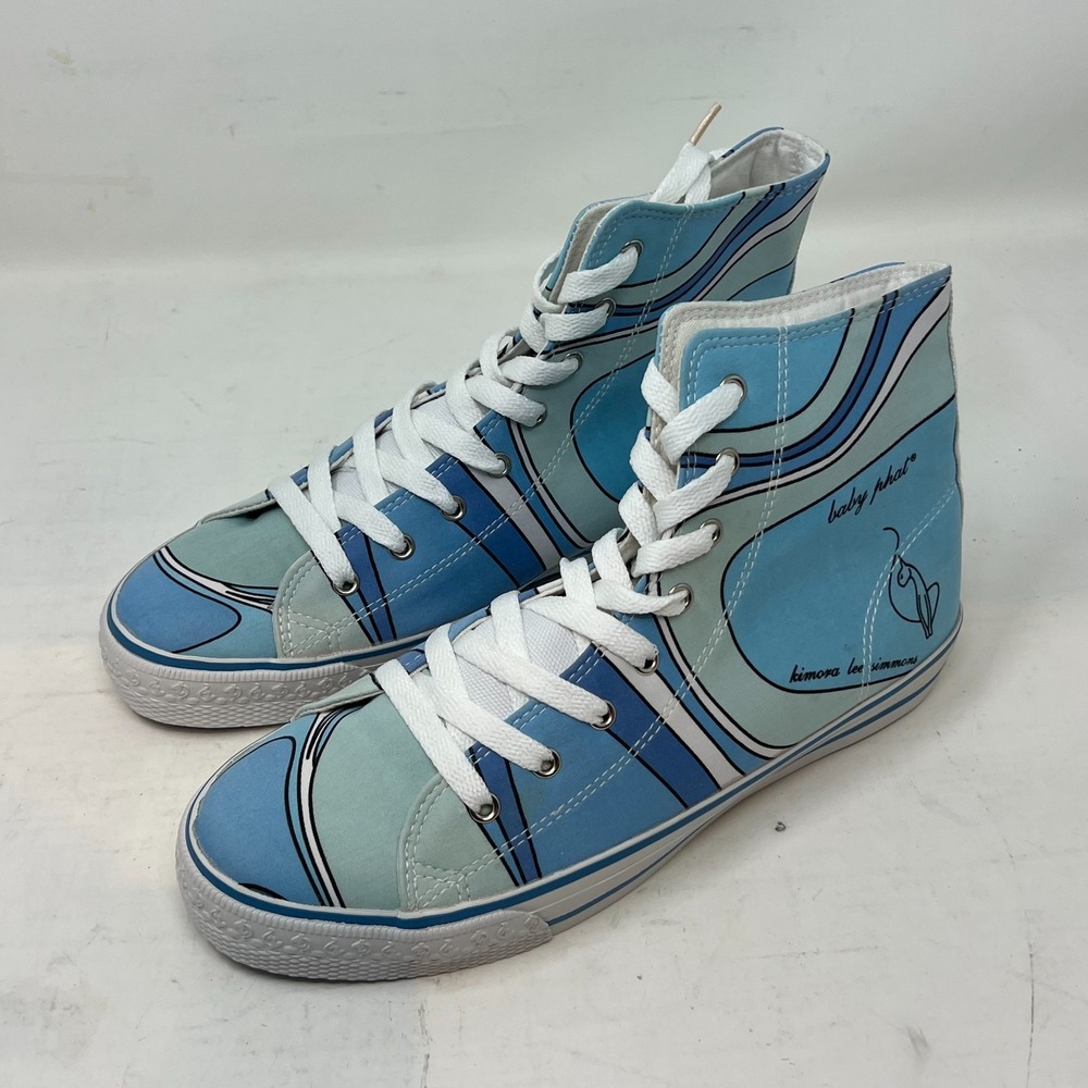 Baby Phat Women's High Top Sneakers Size 8.5 Blue/Royal Retro Street Y2K VTG NEW - Picture 1 of 16